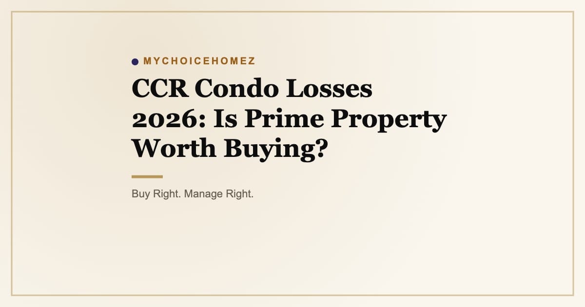 Cover graphic for 'CCR Condo Losses 2026: Is Prime Property Worth Buying?' | MyChoiceHomez
